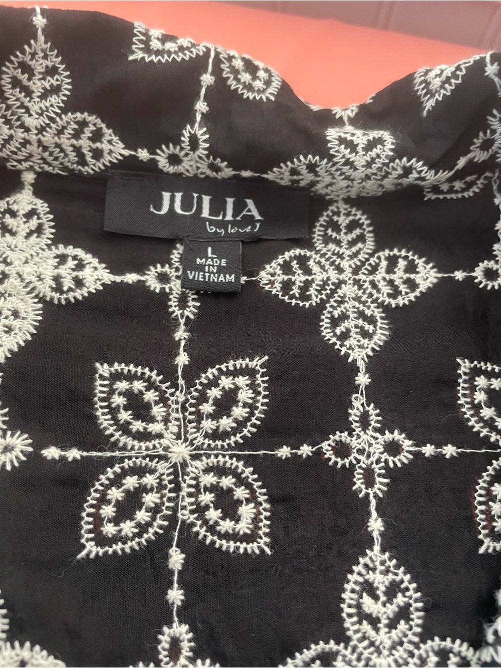 Black Embroidered Short Set- Floral Lace Pattern - Picture 2 of 5